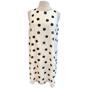 Ann Taylor Factory Womens Petite Polka Dot Sleeveless Shift Dress White & Black